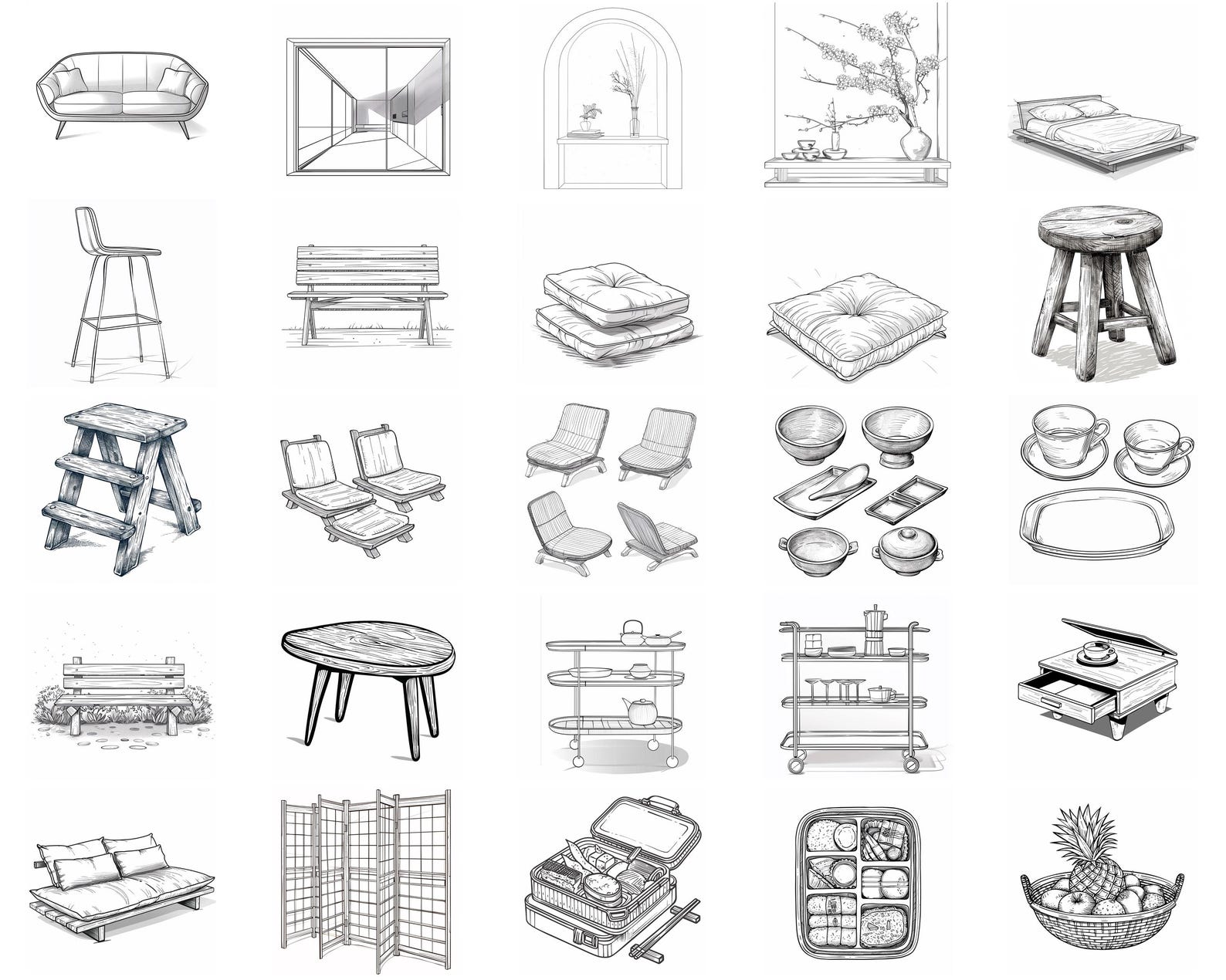 100+ Japanese Furniture Procreate Stamps, Brushes for Procreate ...