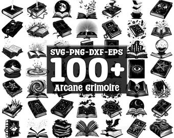 Arcane Grimoire SVG Bundle, Set of 100, Instant Digital Download, png, svg, eps, dxf