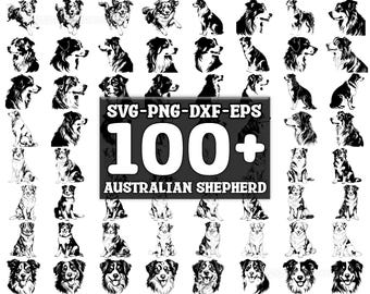 Australian Shepherd SVG Bundle, Set of 100, Instant Digital Download, png, svg, eps, dxf