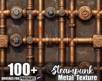 100+ Steampunk Metal Procreate Textures, Brushes for Procreate, Instant Digital Download