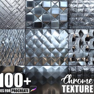 100+ Chrome Procreate Textures, Brushes for Procreate, Instant Digital Download