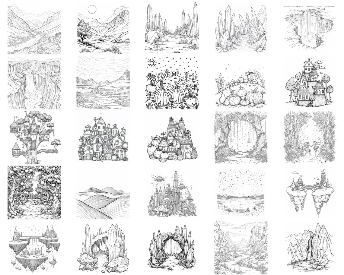 100+ Fantasy Landscape Procreate Stamps, Brushes for Procreate, Instant ...