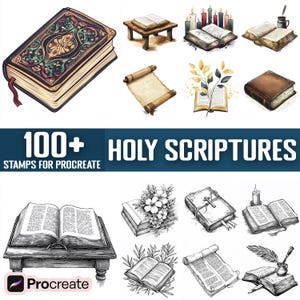 100+ Holy Scriptures Procreate Stamps, Brushes for Procreate, Instant Digital Download
