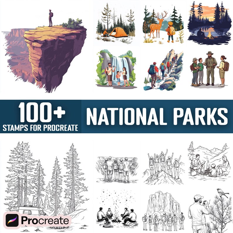 100+ National Parks Procreate Stamps, Brushes for Procreate, Instant ...