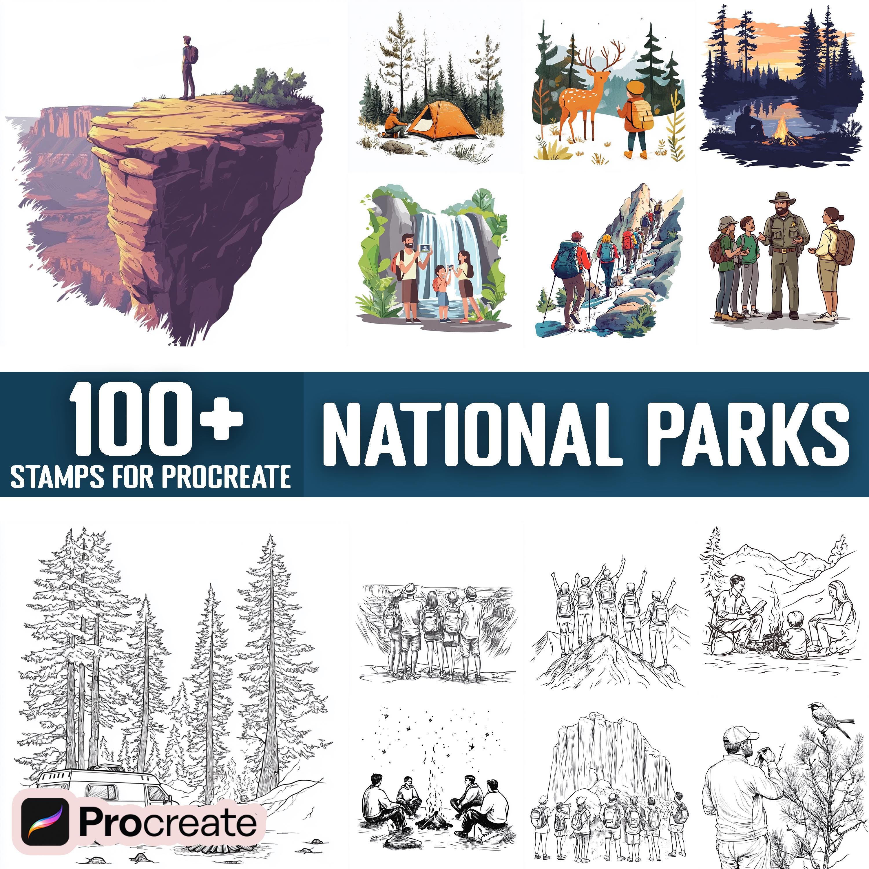 100+ National Parks Procreate Stamps, Brushes for Procreate, Instant ...