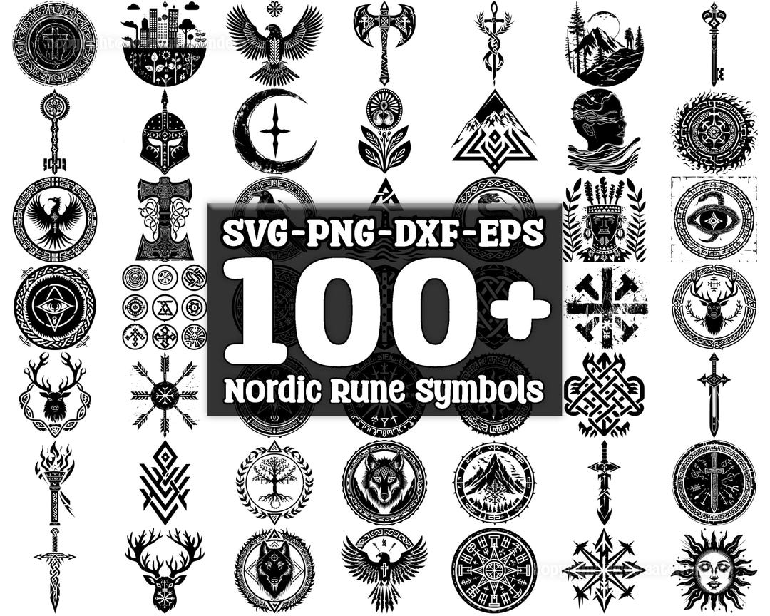 St Rune Svg Nordic Rune Symbols SVG Bundle, Set of 100, Instant Digital Download ...