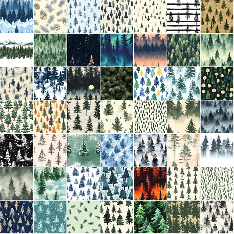 100+ Pine Tree Forest Procreate Textures, Brushes for Procreate ...