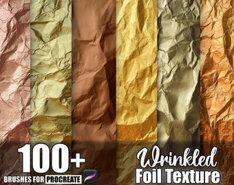 100+ Wrinkled Foil Procreate Textures, Brushes for Procreate, Instant Digital Download
