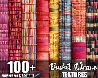 Plus de 100 textures de motif natté pour procréer, pinceaux pour procréer, téléchargement numérique instantané
