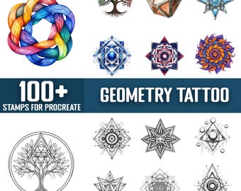 100+ Geometric Tattoo Procreate Stamps, Brushes for Procreate, Instant Digital Download