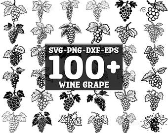 Wine Grape SVG Bundle, Set of 100, Instant Digital Download, png, svg, eps, dxf