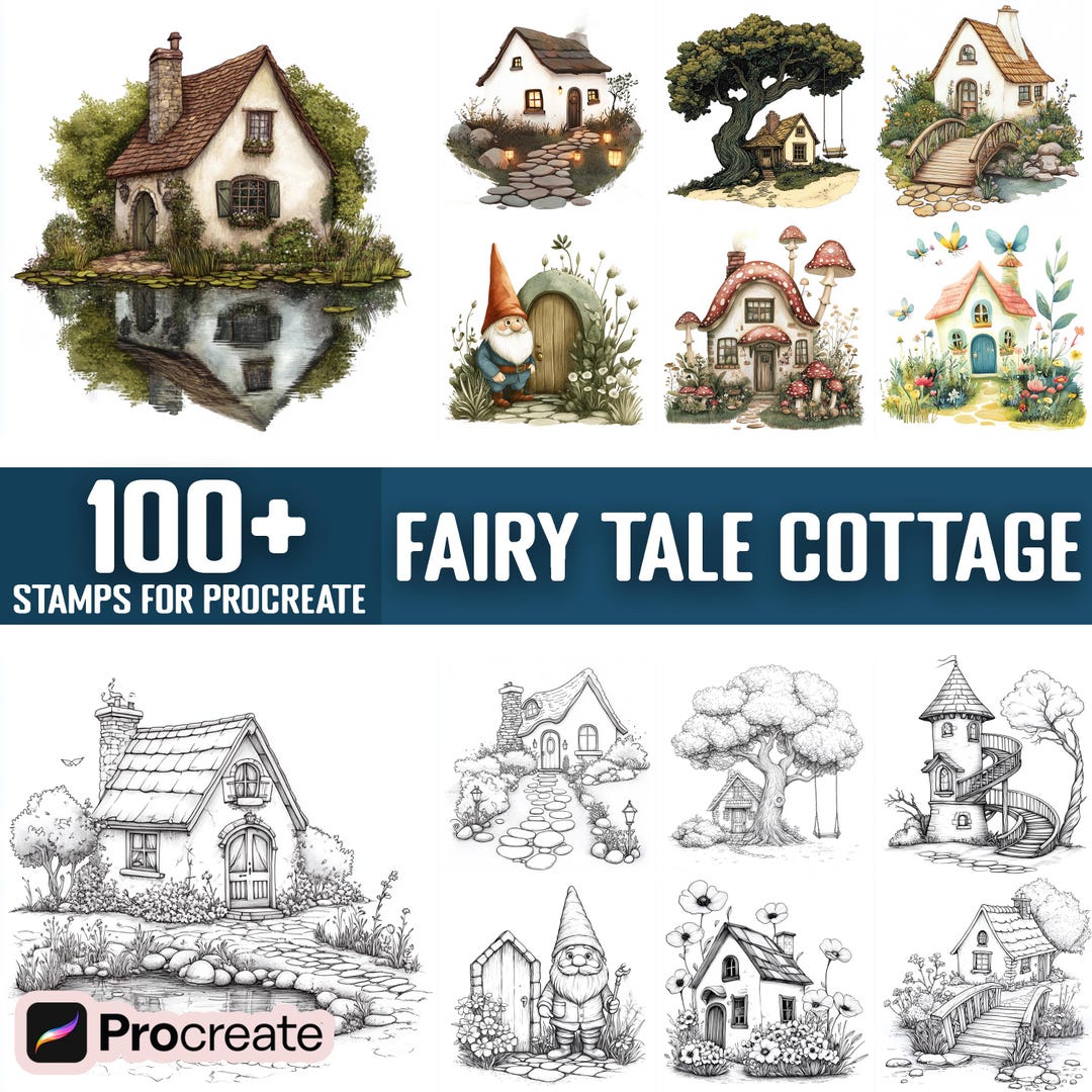 100+ Fairy Tale Cottage Procreate Stamps, Brushes for Procreate ...