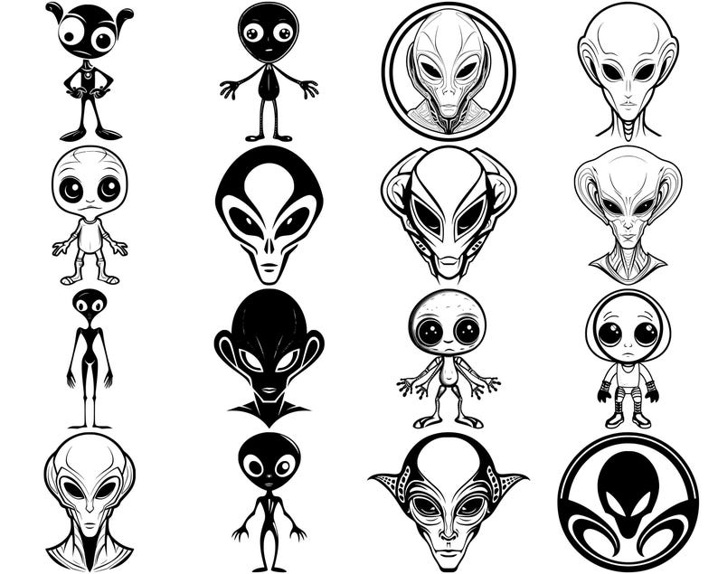 Alien SVG Bundle, Set of 100, Instant Digital Download, Png, Svg, Eps ...