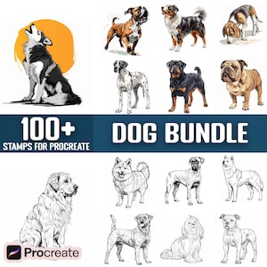 100+ Dog Bundle Procreate Stamps, Brushes for Procreate, Instant Digital Download