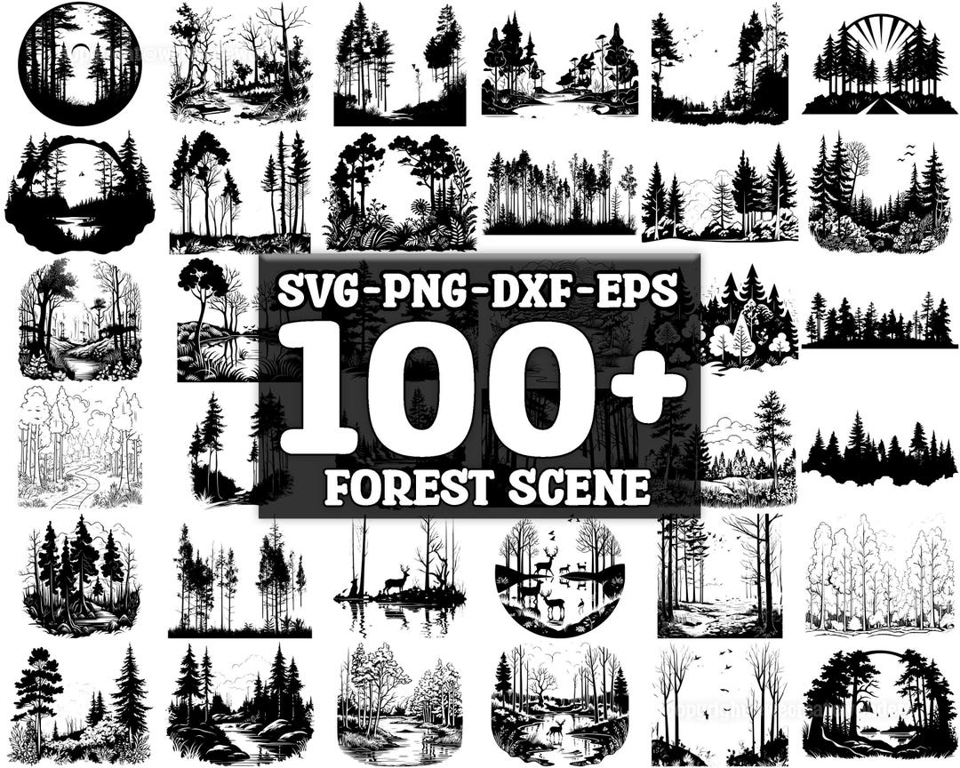 Forest Scene SVG Bundle, Set of 100, Instant Digital Download, Png, Svg ...