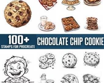 100+ Chocolate Chips Cookie Procreate Stamps, Brushes for Procreate, Instant Digital Download