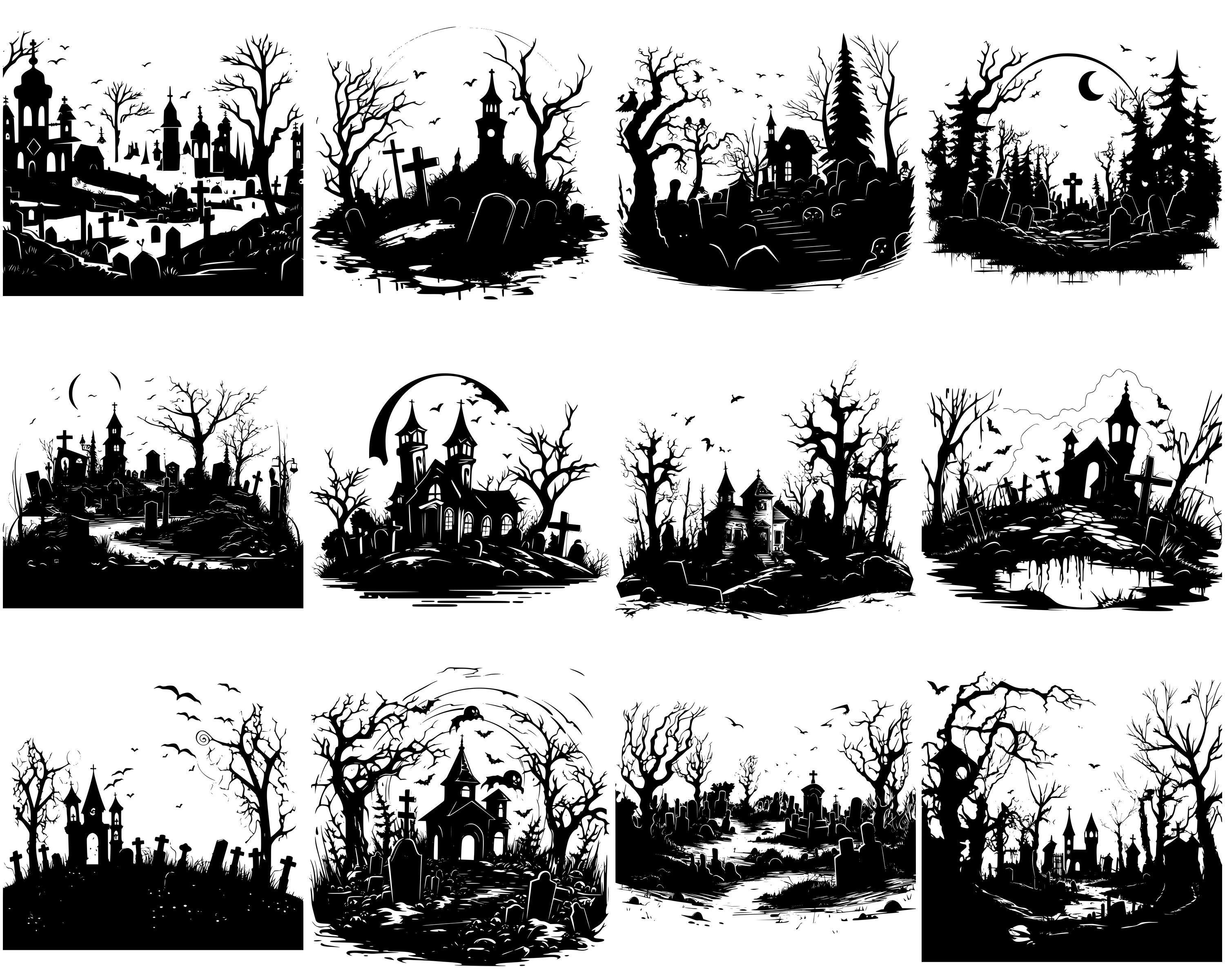 Graveyard SVG Bundle, Set of 100, Instant Digital Download, Png, Svg ...