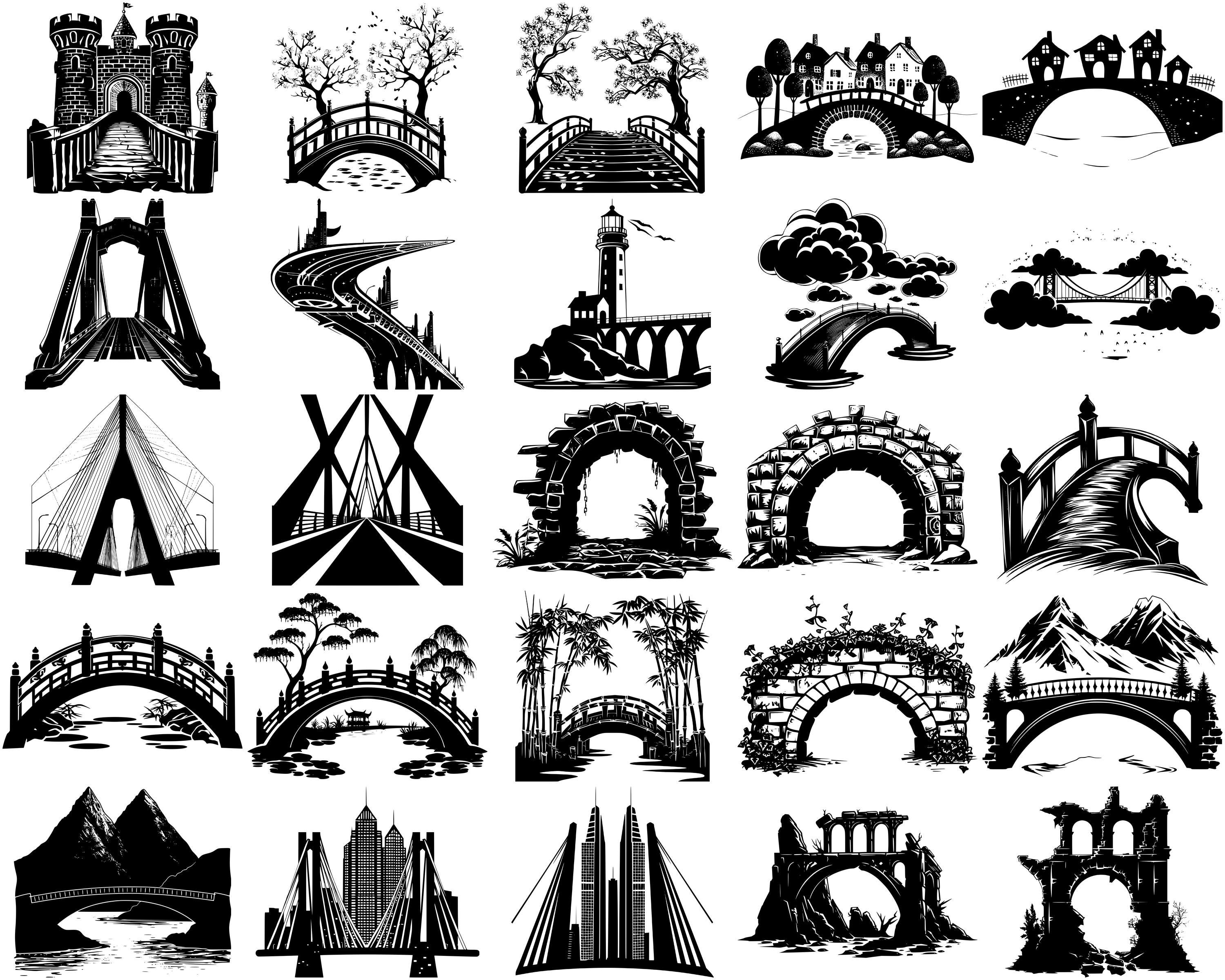 Bridge Architecture SVG Bundle, Set of 100, Instant Digital Download ...
