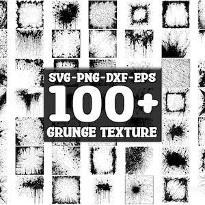 Könnte beinhalten: Eine Sammlung von über 100 Schwarzweiß-Grunge-Texturen in den Formaten SVG, PNG, DXF und EPS. Die Texturen sind perfekt, um Ihren Designs einen abgenutzten oder Vintage-Look zu verleihen.