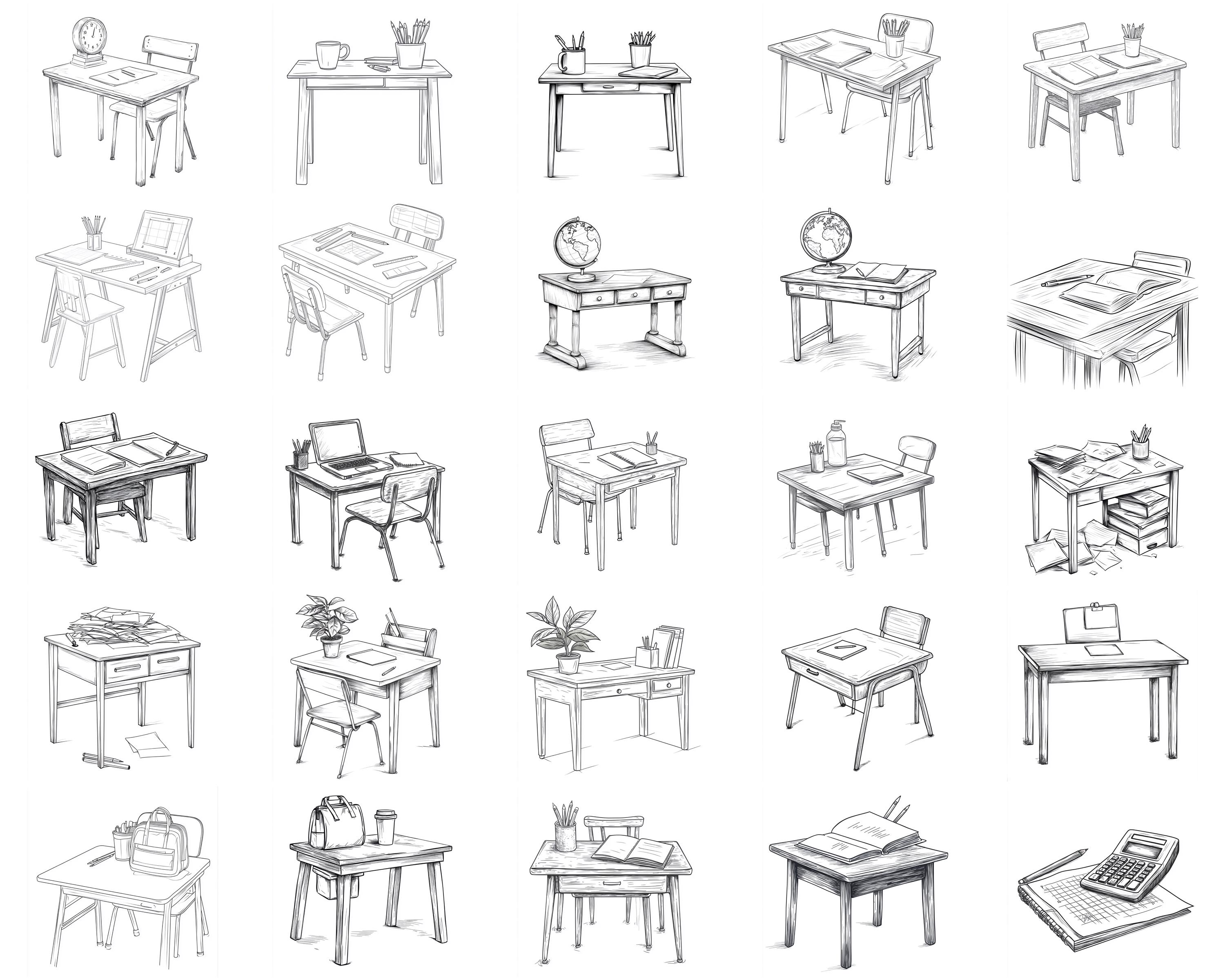 100+ Classroom Desk Procreate Stamps, Brushes for Procreate, Instant ...