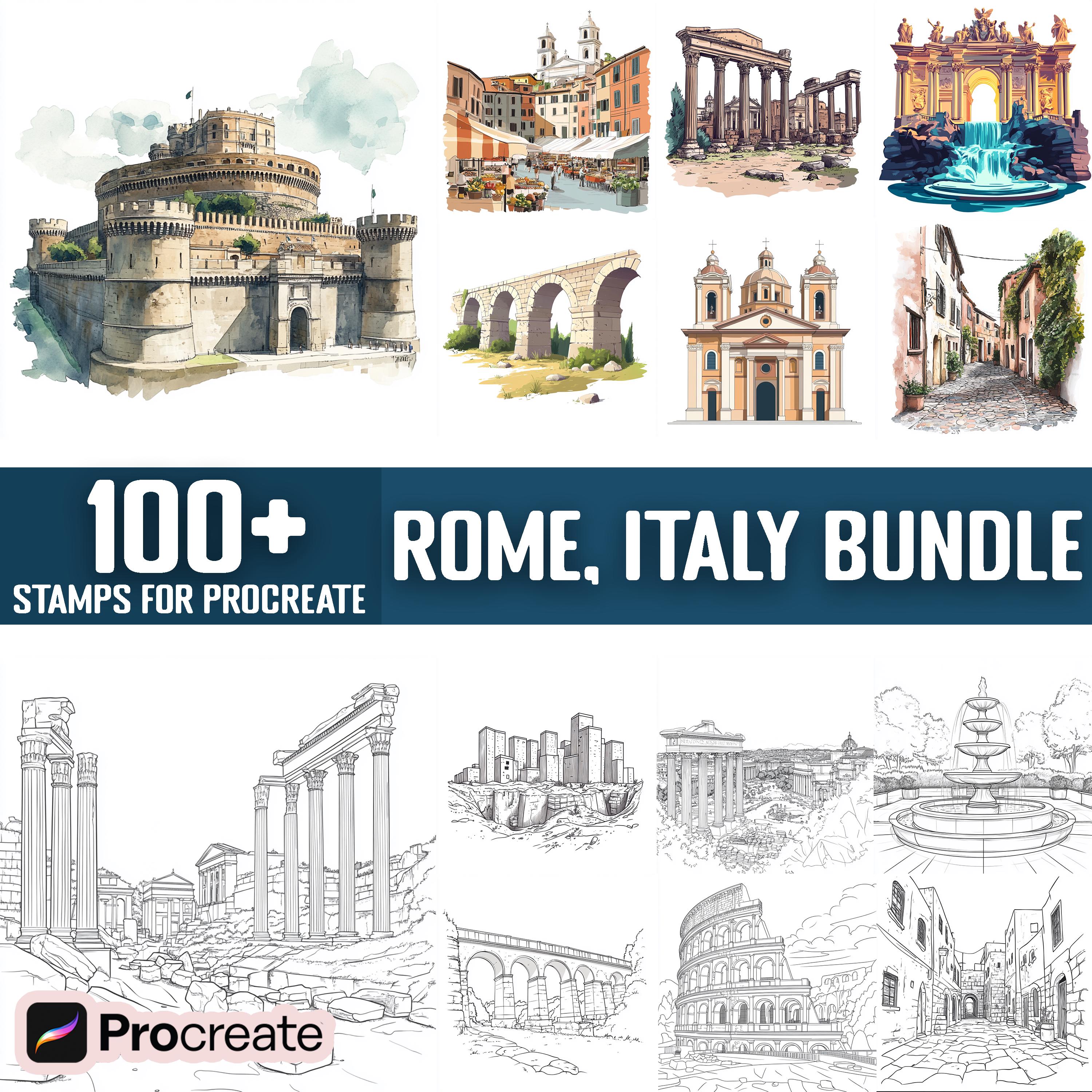 100+ Rome, Italy Procreate Stamps, Brushes for Procreate, Instant ...