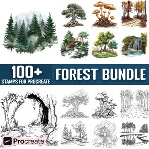 100+ Forest Scene Procreate Stamps, Brushes for Procreate, Instant Digital Download