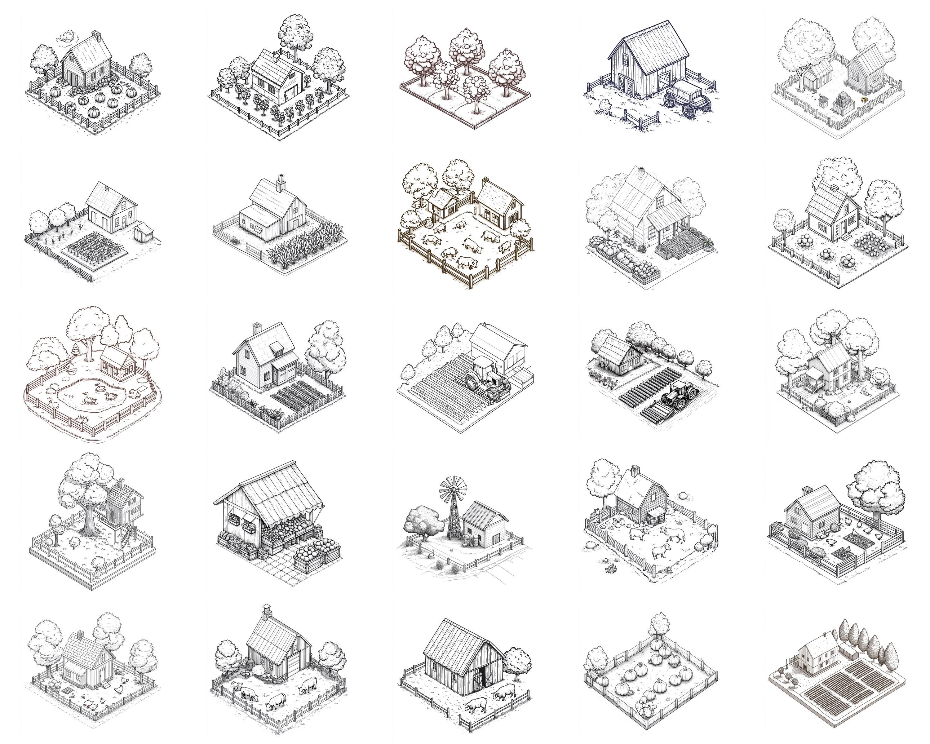 100+ Isometric Farm Procreate Stamps, Brushes for Procreate, Instant ...