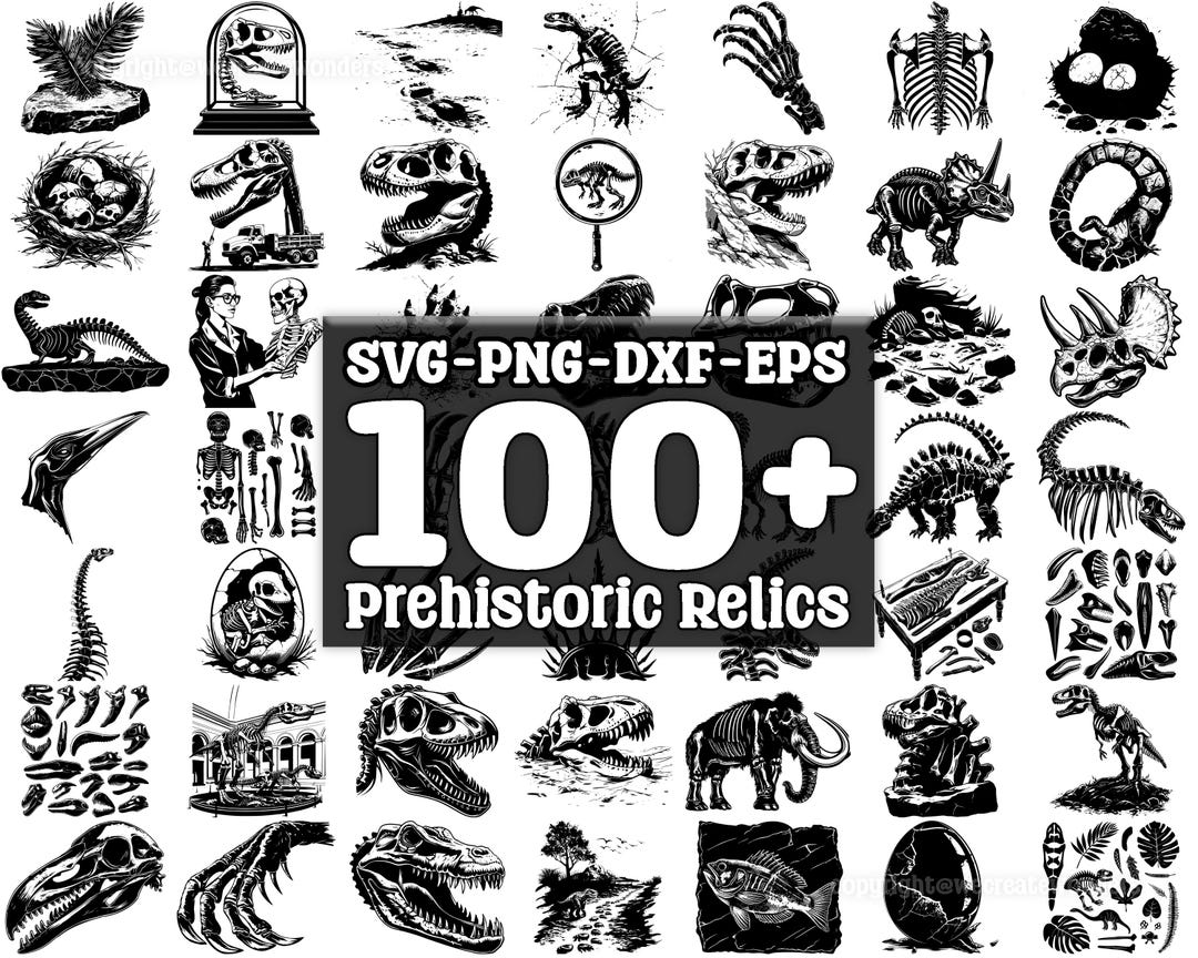 Prehistoric Relics SVG Bundle, Set of 100, Instant Digital Download ...