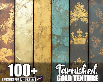 100+ Tarnished Gold Procreate Textures, Brushes for Procreate, Instant Digital Download
