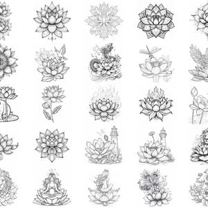 100+ Lotus Flower Procreate Stamps, Brushes for Procreate, Instant ...