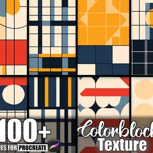 100+ Färgblockmönster Procreate-texturer, penslar för Procreate, omedelbar digital nedladdning