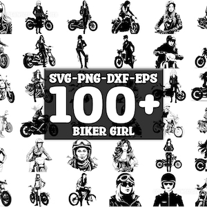 Biker Girl SVG Bundle, Set of 100, Instant Digital Download, png, svg, eps, dxf