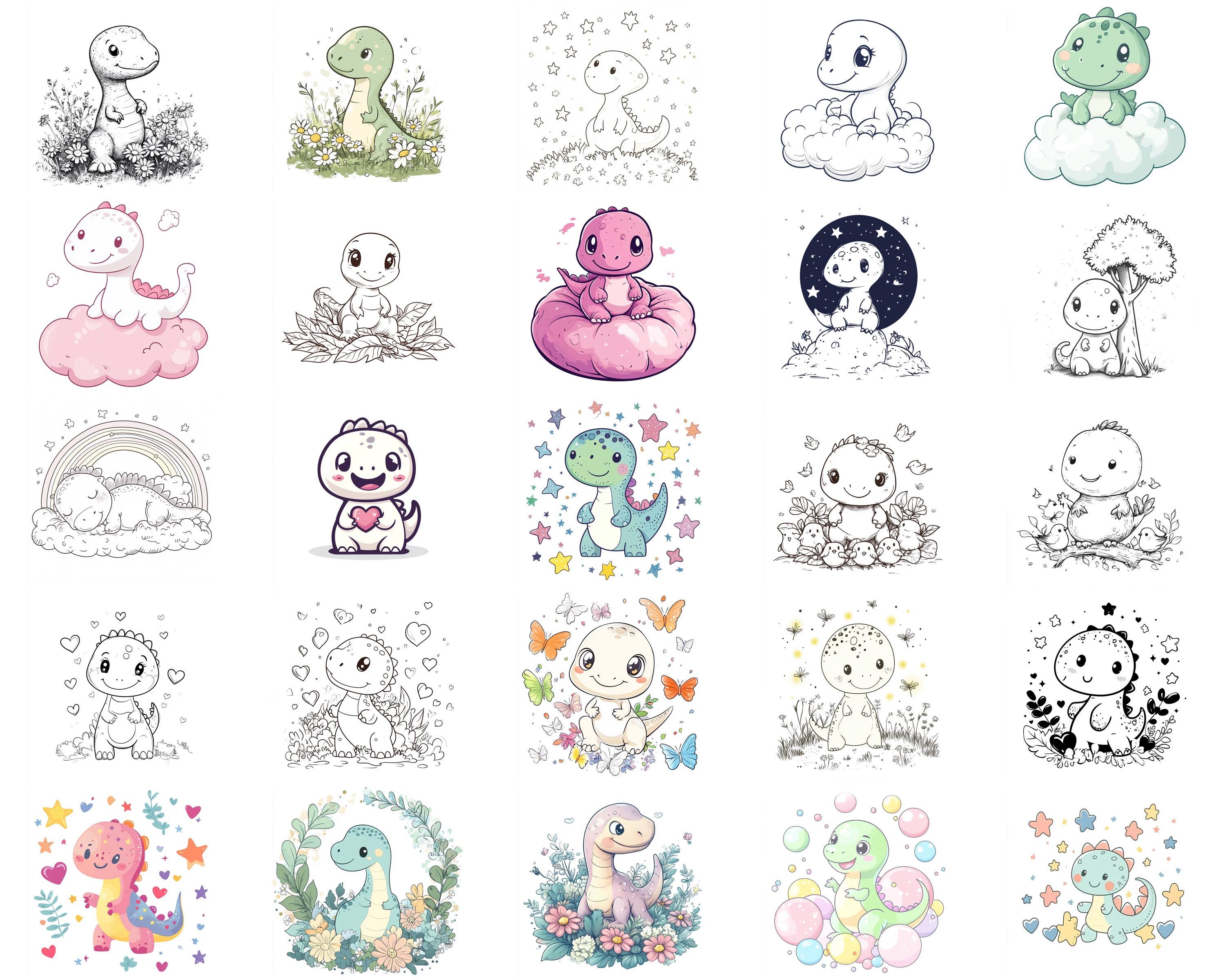 100+ Kawaii Dinosaur Procreate Stamps, Brushes for Procreate, Instant ...