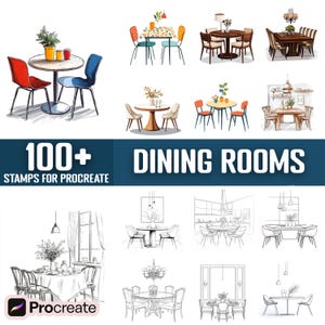 100+ Dinning Room Procreate Stamps, Brushes for Procreate, Instant Digital Download