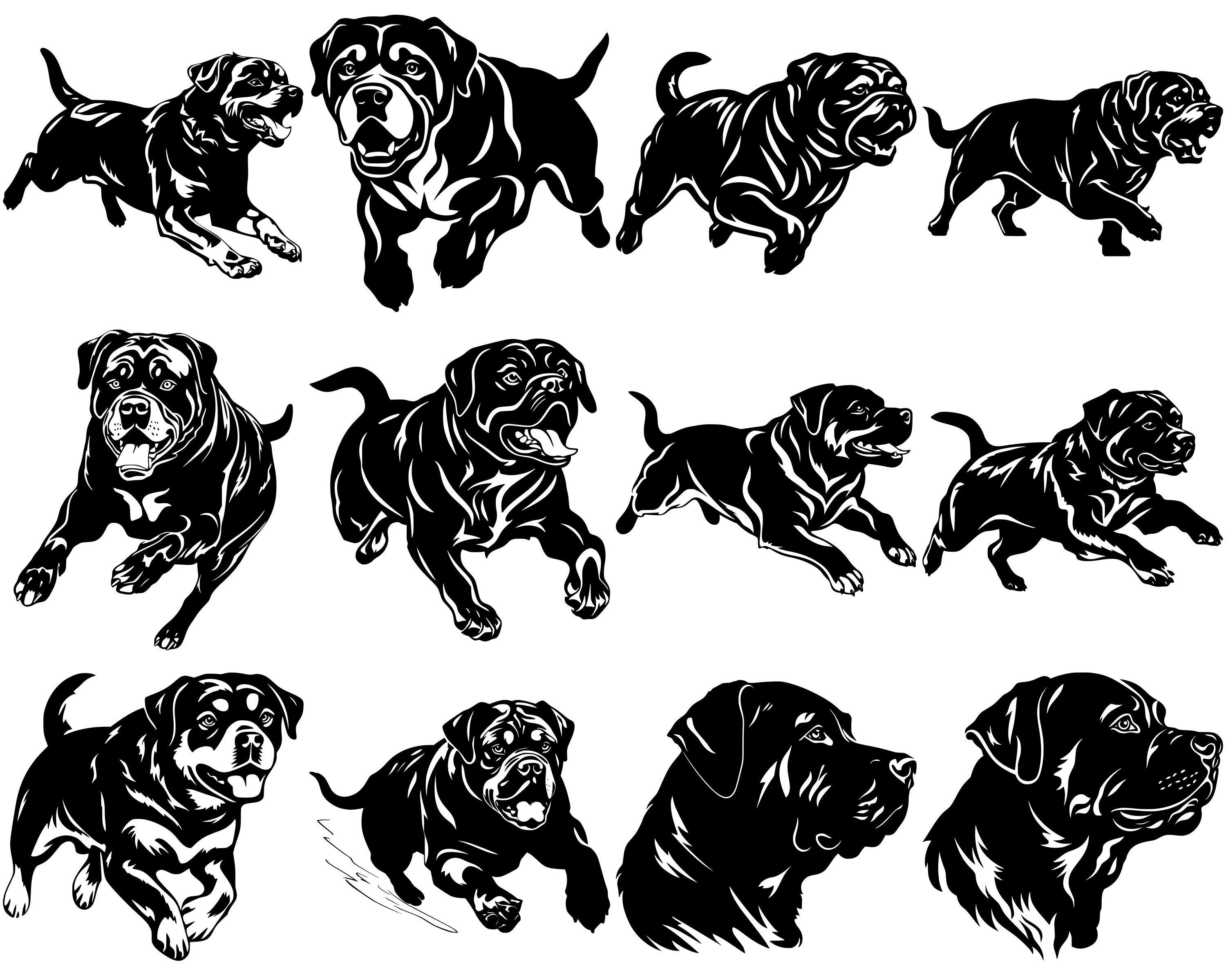 Rottweiler Dog SVG Bundle, Set of 100, Instant Digital Download, Png ...