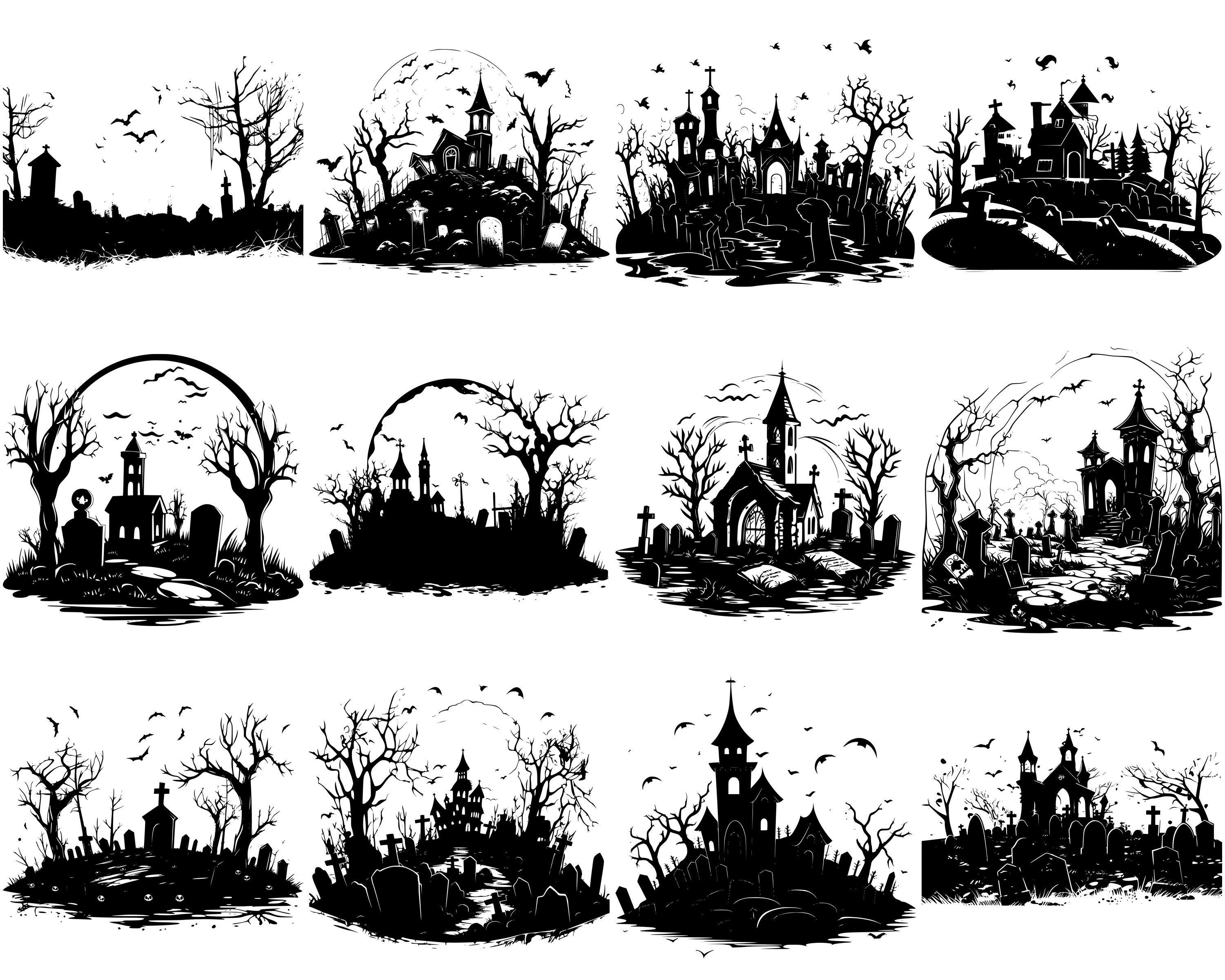 Graveyard SVG Bundle, Set of 100, Instant Digital Download, Png, Svg ...