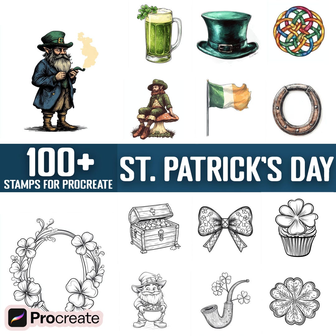 100+ St Patricks Day Procreate Stamps, Brushes for Procreate, Instant ...