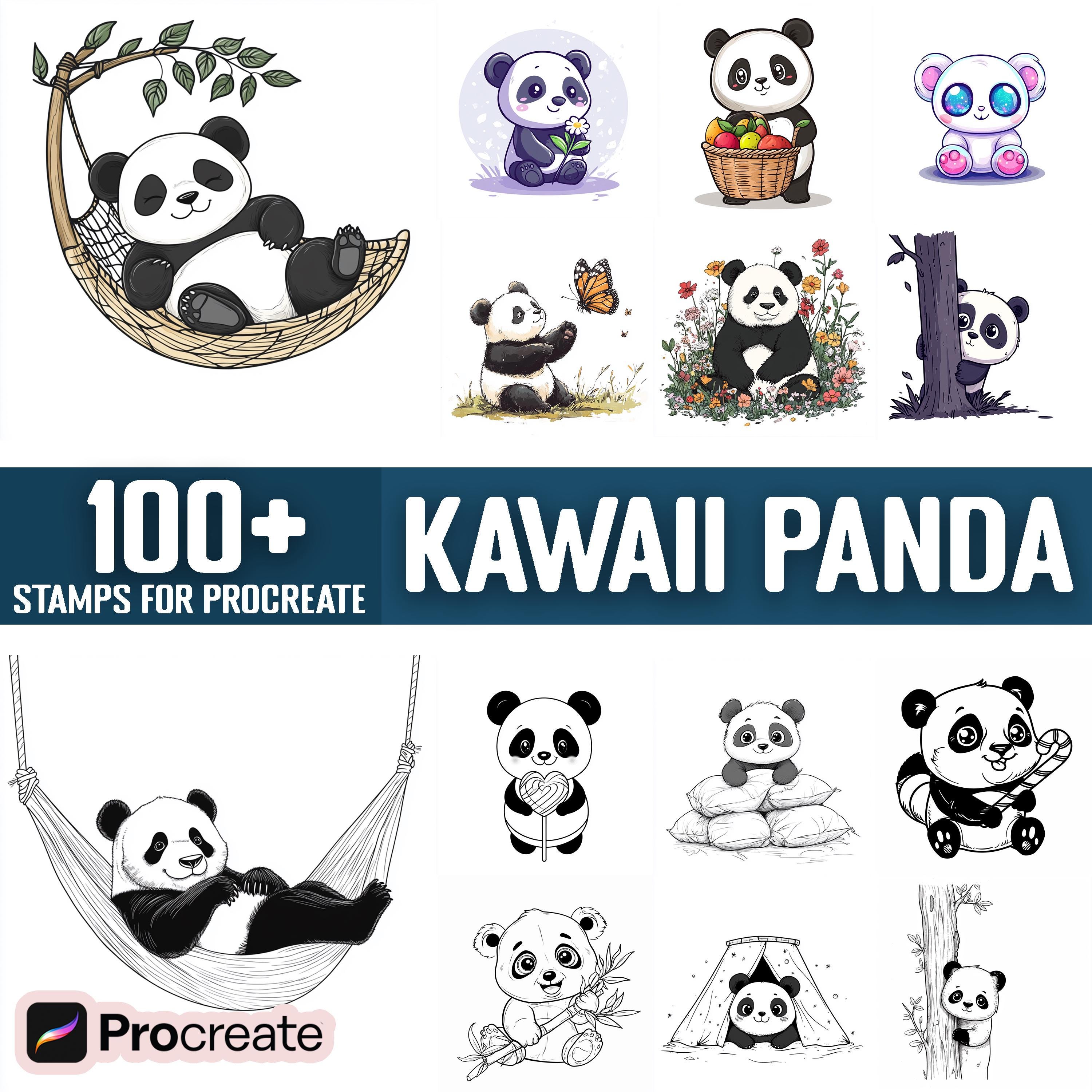 100+ Kawaii Panda Procreate Stamps, Brushes for Procreate, Instant ...