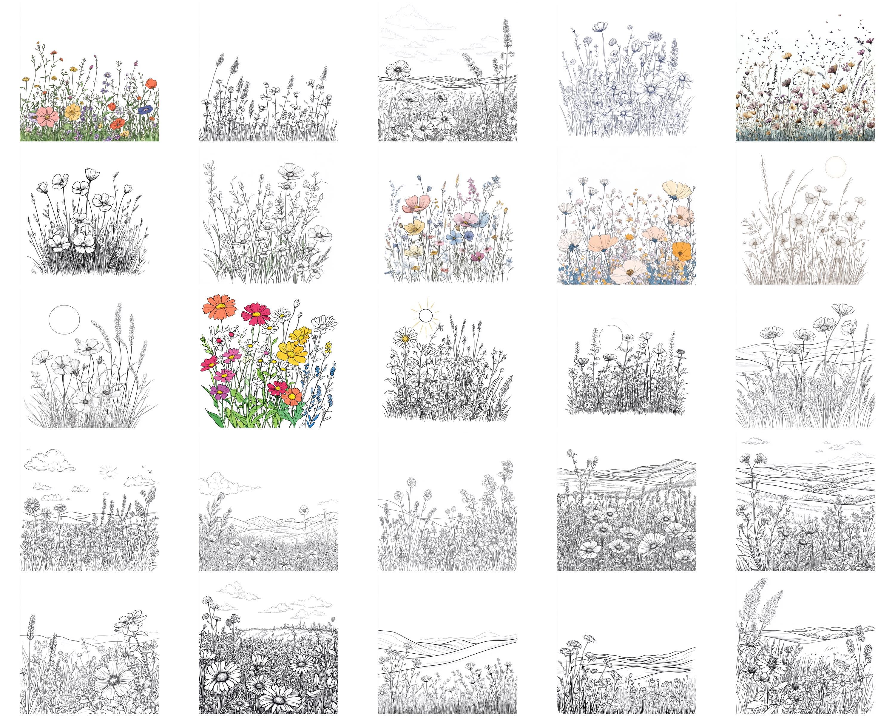 100+ Wildflower Meadow Procreate Stamps, Brushes for Procreate, Instant ...
