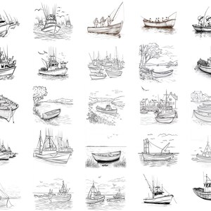 100+ Fishing Boat Procreate Stamps, Brushes for Procreate, Instant ...