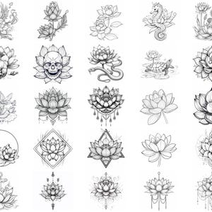100+ Lotus Flower Procreate Stamps, Brushes for Procreate, Instant ...