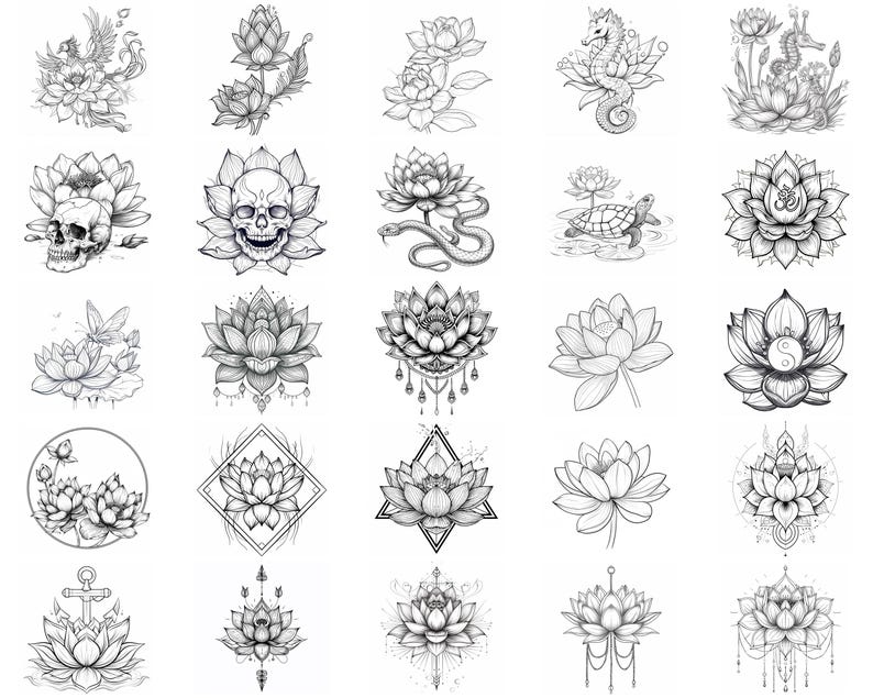 100+ Lotus Flower Procreate Stamps, Brushes for Procreate, Instant ...