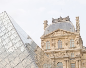 París Fotografía - Reflejos, Louvre París, decoración francesa para el hogar, Arte de la sala de estar, Pared de la galería, Arte mural grande, Impresión artística