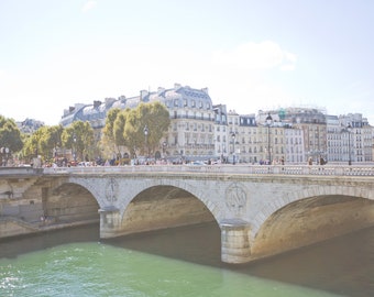 Paris Photography - Along the Seine, Paris bridge, Paris Architecture, French decor, Summer in Paris, Large Wall Art, Fine Art, Architecture