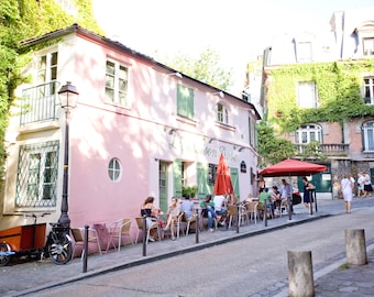 Paris Photography - La Maison Rose, Arte de cocina rosa, Decoración romántica francesa para el hogar, Café de París, Impresión de París, Arte mural grande, Impresión artística