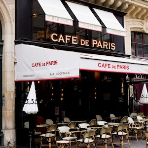 Paris Photography - Cafe de Paris, Paris architecture, French home decor, kitchen art, Paris print, Fine Art Print