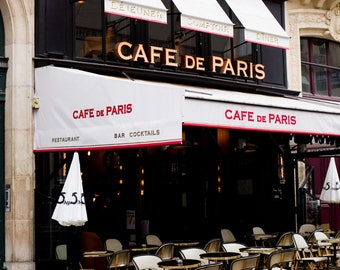Paris Photography - Cafe de Paris, Paris architecture, French home decor, kitchen art, Paris print, Fine Art Print