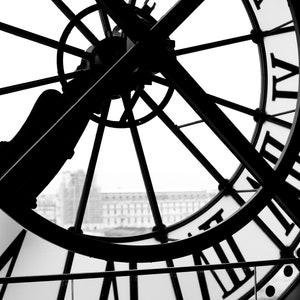 Paris Photography - Clock at the Musee D&#39;Orsay, black and white Paris print, Living room art, black and white photography, Fine Art Print