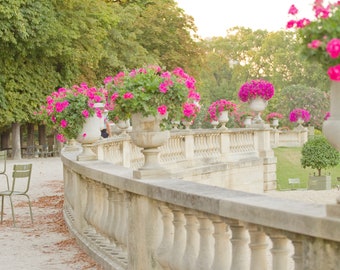 Paris Photography - Luxembourg Gardens, Paris Garden, Romantic French home decor, floral art, french art, Pink flowers, Fine Art, flowers