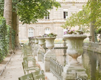 Paris Photography - Luxembourg Gardens, Romantic French home decor, flowers, french art, Paris print, Large Wall Art, Fine Art Print